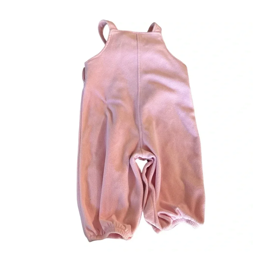 Carter's baby girls size 6 months pink fleece overalls